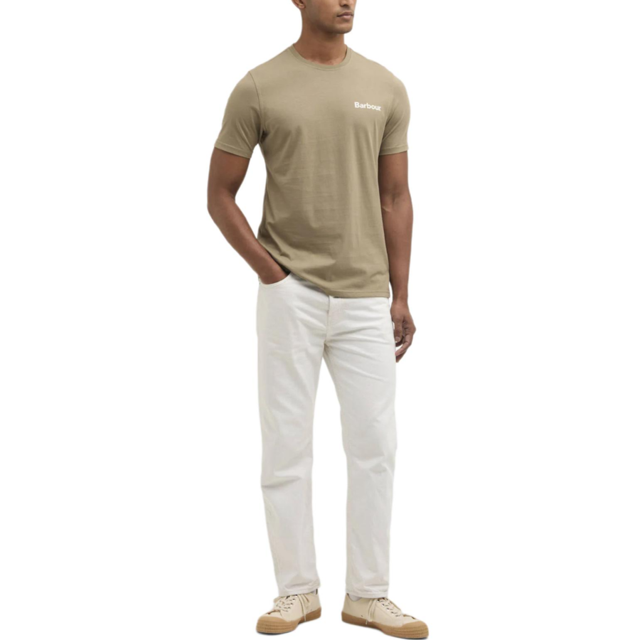 BARBOUR T Shirts Men's Gray Olive Crew Neck Moderate Straight Fit