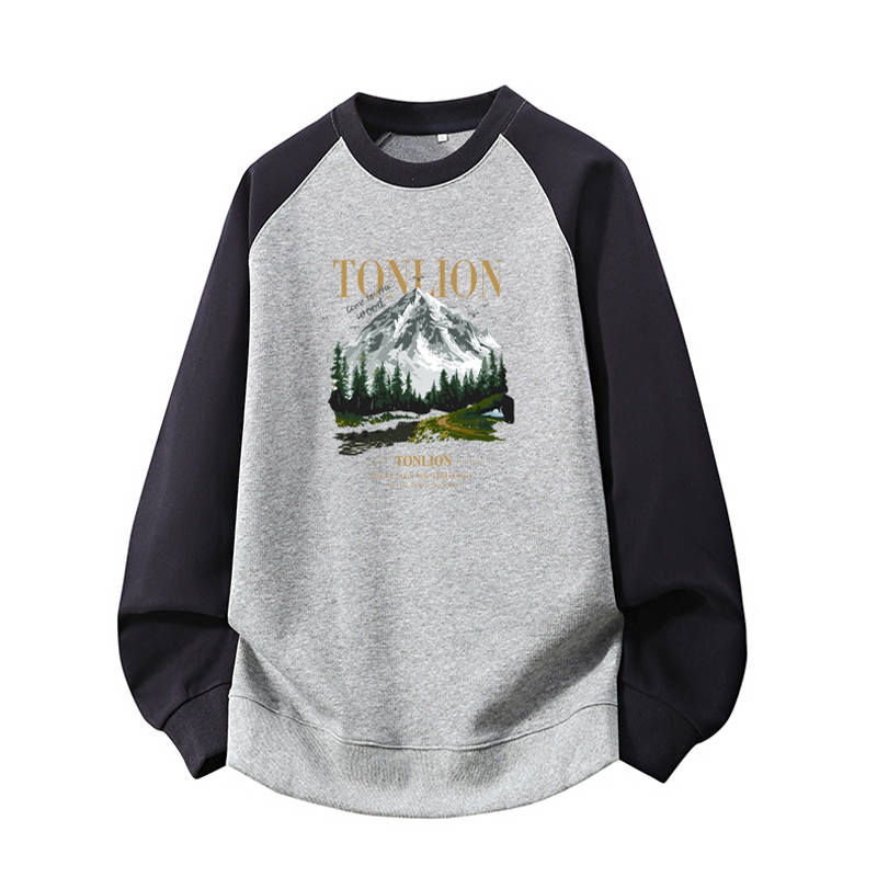 Tonlion Sweatshirts Unisex Crew Neck Moderate Regular