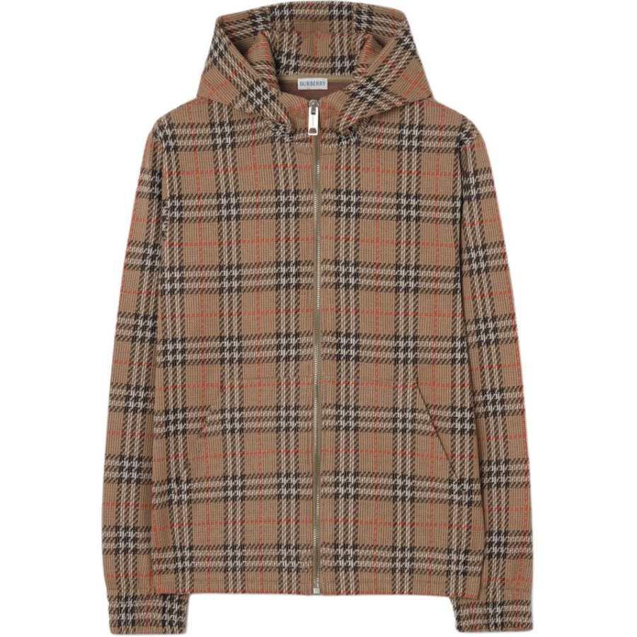 Burberry Jackets Men's Nut Brown Hooded Non Detachable Moderate Straight Fit