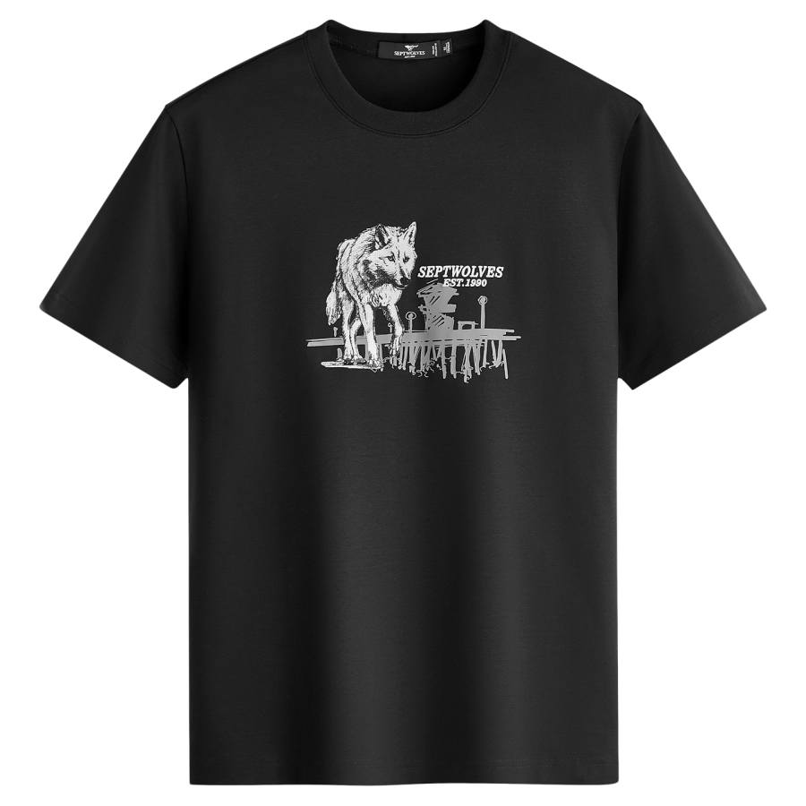 SEPTWOLVES SEPTWOLVES T Shirts Men's Black Crew Neck