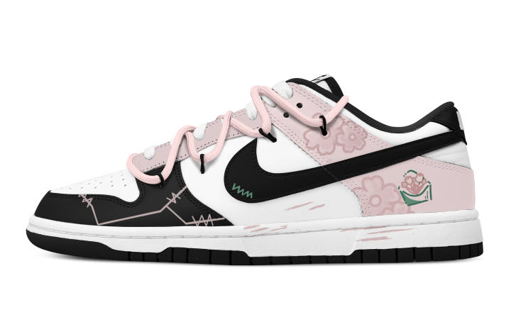 Nike Nike Dunk White Peach Journal Leather Abrasion Resistant Lightweight Cushioning Slip Resistant Low top Skateboard Shoes