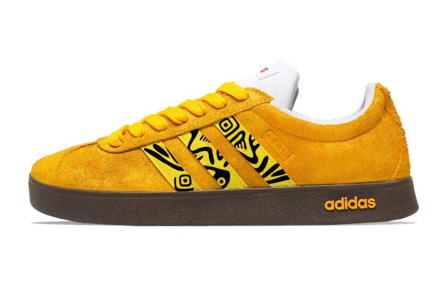 Adidas Adidas VL COURT 2.0 Golden Jun Mei Pattern Abrasion Resistant Slip Resistant Low top Skateboard Shoes Unisex Yellow