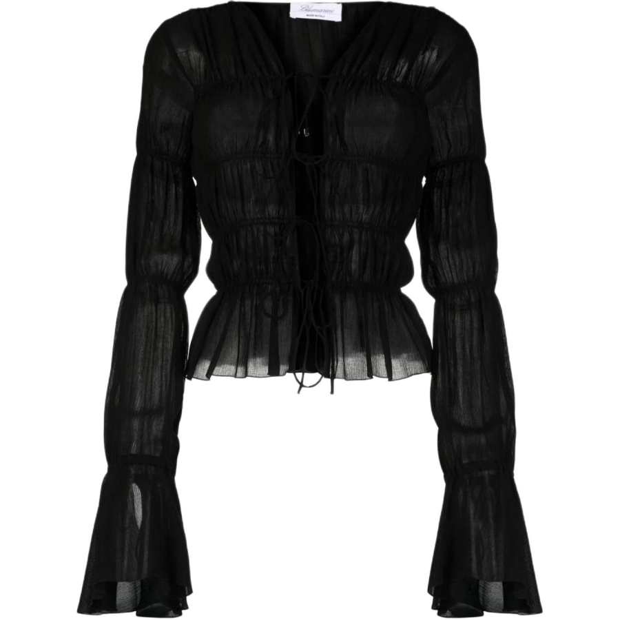 Blumarine Shirts Women's Black V Neck Moderate Other