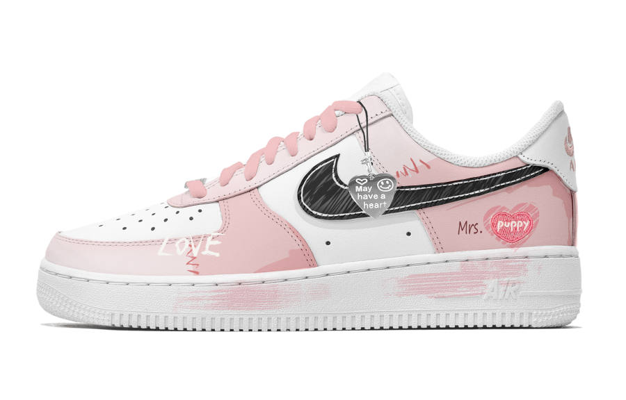 Nike Nike Air Force 1 Pink Heart Whisper Leather Slip Resistant Abrasion Resistant Low top Skateboard Shoes Women's