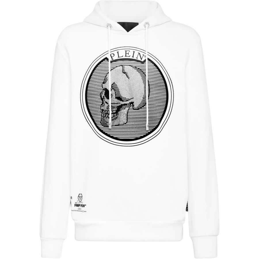 Philipp Plein outline skull-print hoodie