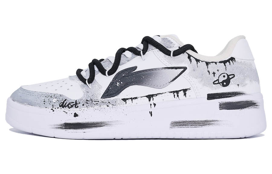Li-Ning Li Ning Floating Boat Abrasion Resistant Breathable Slip Resistant Low top Skateboard Shoes Unisex Black White