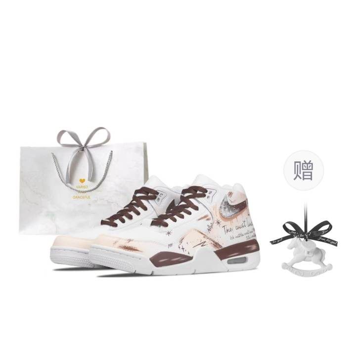 Nike Nike Flight Legacy Faded Yellow, Spacious Space Leather Abrasion Resistant Mid top Skateboard Shoes Men's Yellow Brown