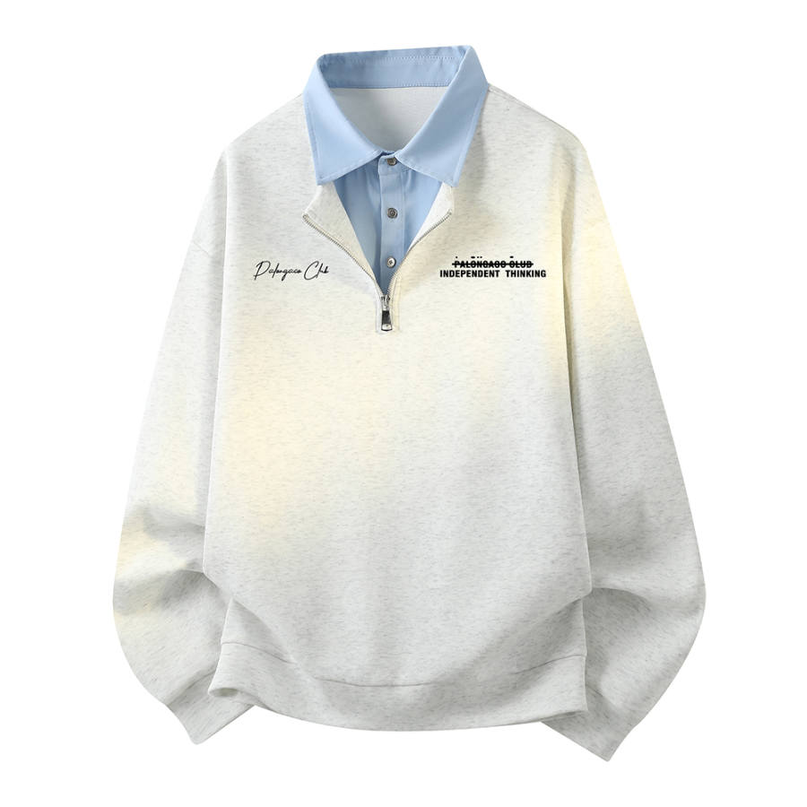 PAL ONGACO Sweatshirts Unisex Lapel Moderate Mock Two Piece
