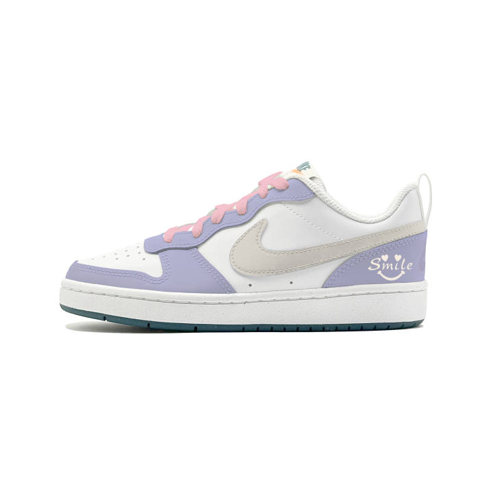 Nike Nike Court Borough 2 Light Dream Purple Sunset Leather Slip Resistant Abrasion Resistant Cushioning