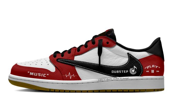 Jordan Travis Scott x Jordan Air Jordan 1 Rhythm Chicago Leather Cushioning Slip Resistant Abrasion Resistant Low top