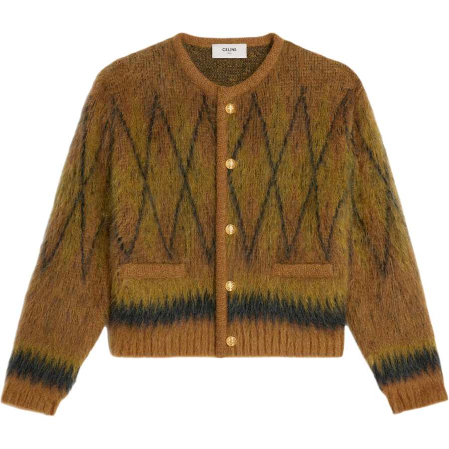 CELINE CELINE Cardigan Jacket In Brushed Argyle Mohair