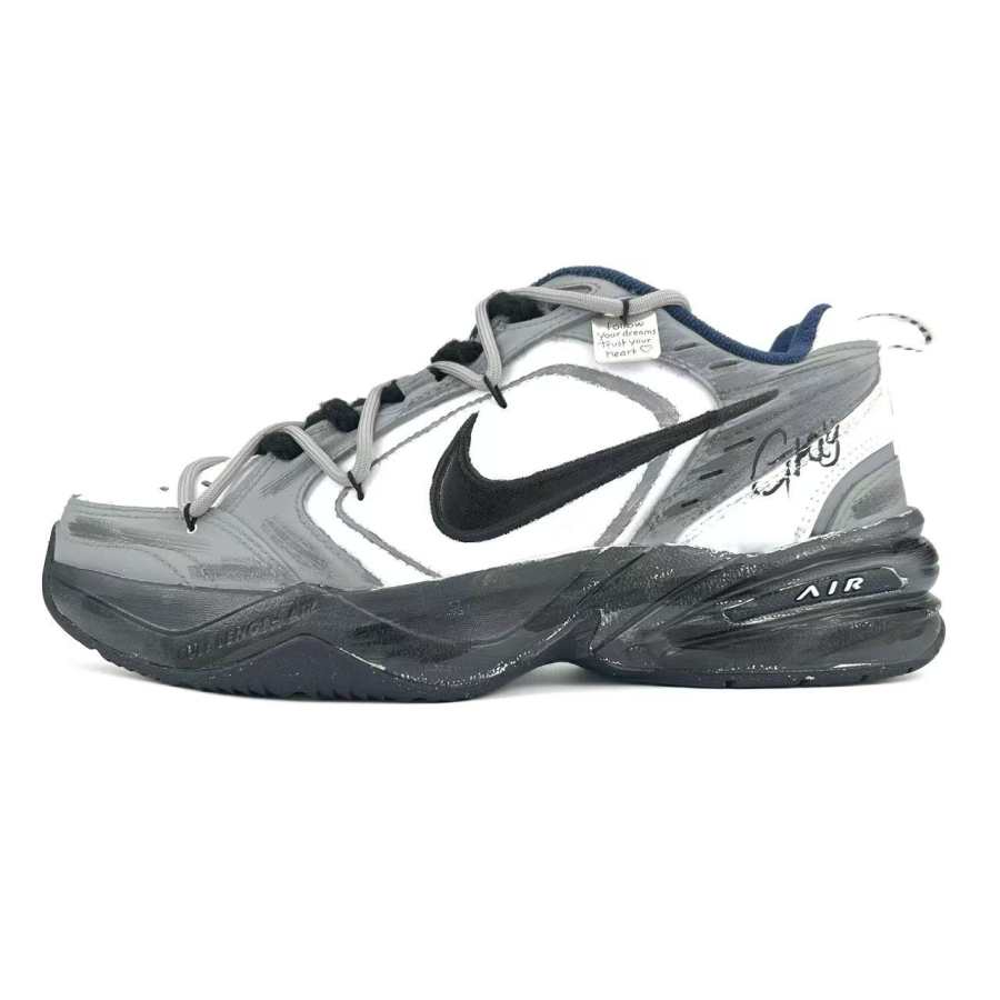 Nike Nike Air Monarch 4 Gray Epic Leather Slip Resistant, Abrasion Resistant, Height Increasing Low top Chunky Sneakers