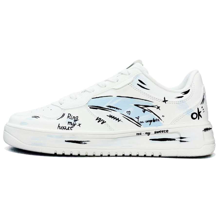 Anta Easy Ocean Wide Sky Synthetic Leather Low top Skateboard Shoes Unisex White Blue