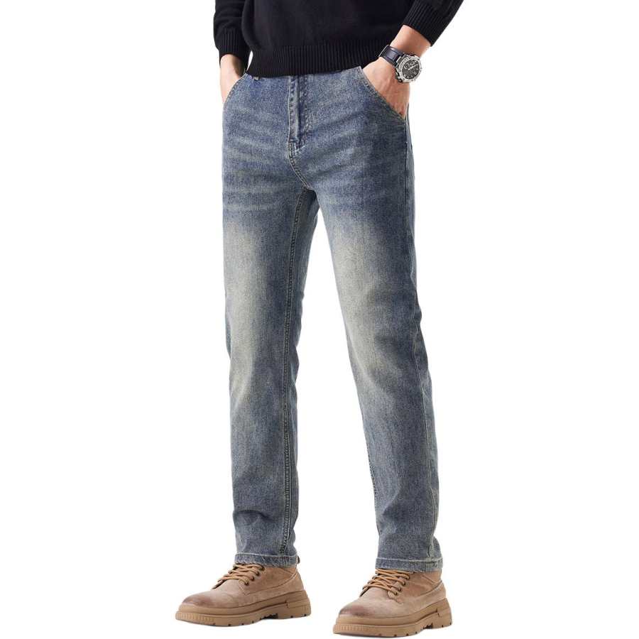 Tonlion Jeans Unisex Blue Moderate Straight Fit Pants