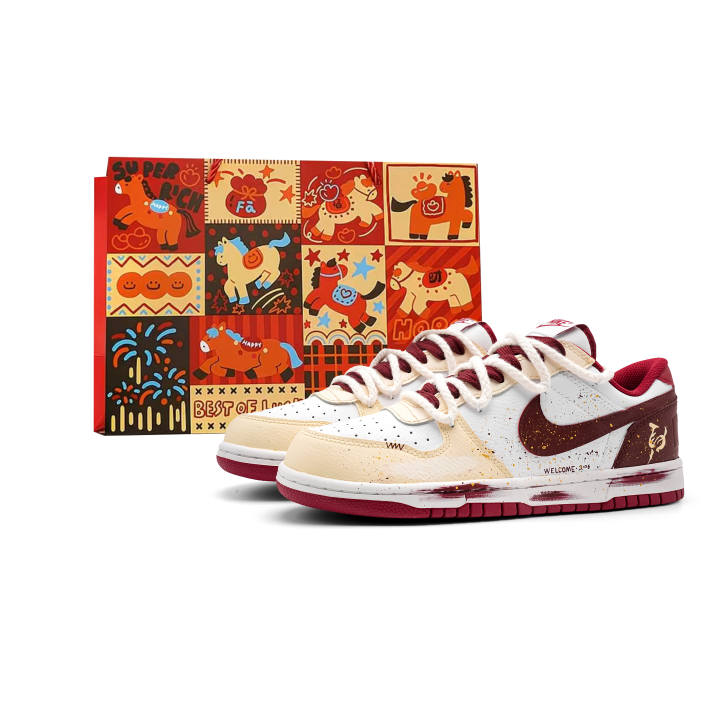 Nike Nike Big Sparkling CNY Horse Year Limited Edition Low top Skateboard Shoes Unisex China Red