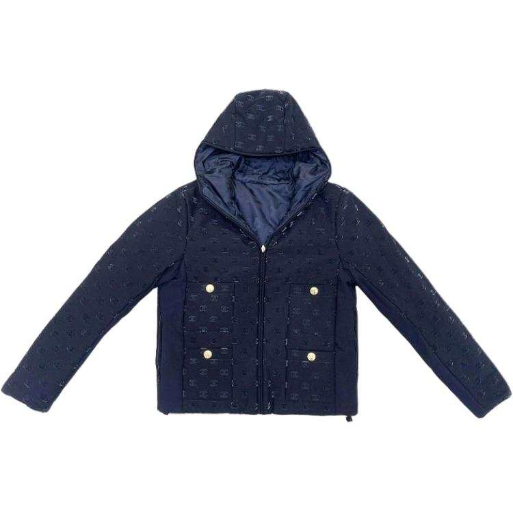 CHANEL Jackets Women's Black Hooded Moderate Other