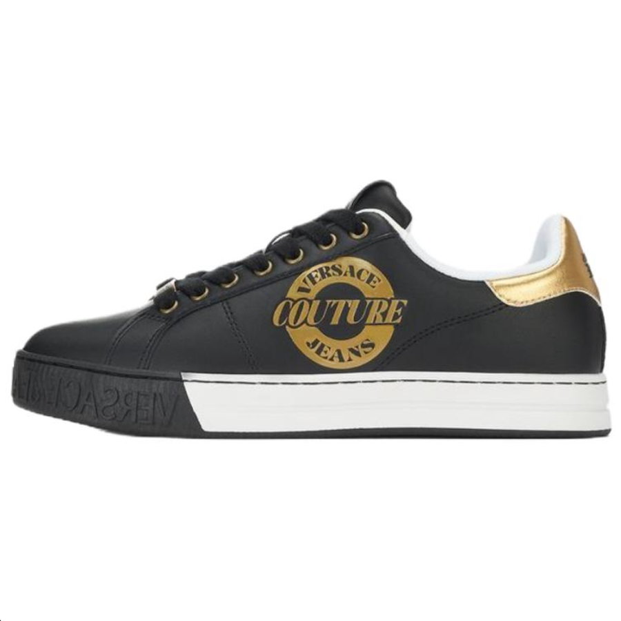 VERSACE JEANS COUTURE Low top Skateboard Shoes Men's Black Gold