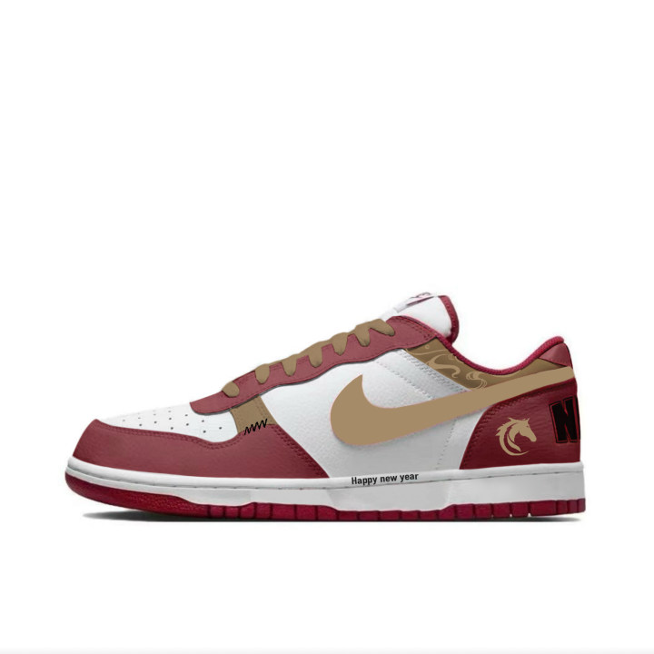Nike Nike Big Abrasion Resistant Breathable Low top Skateboard Shoes Men's White Red Gold