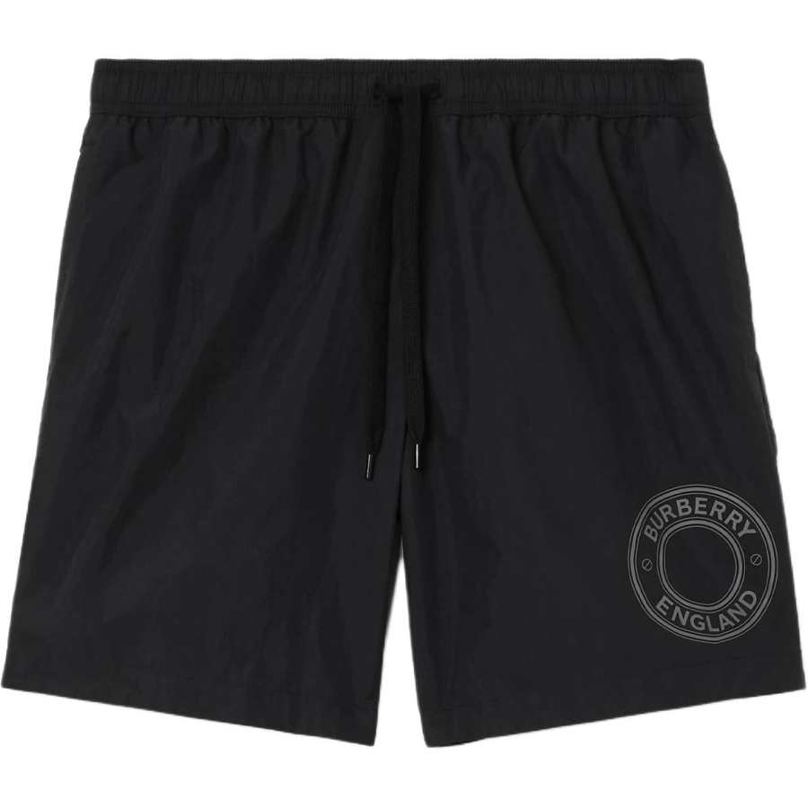 Burberry Swimming Shorts Men's Black Moderate Square Leg Swim Trunks