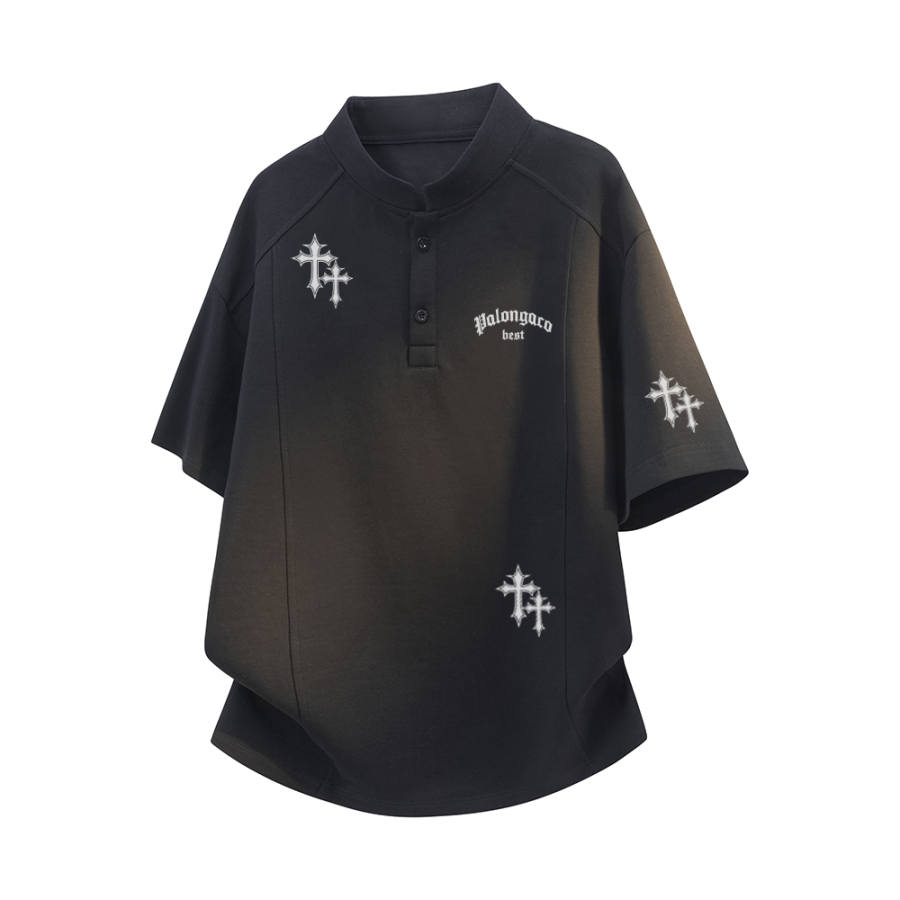 PAL ONGACO T Shirts Unisex Henry Collar Thin Straight Fit