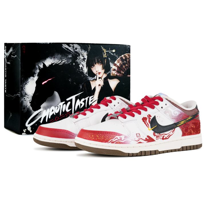 Nike Nike Dunk Coverage Slip Resistant Cushioning Low top Skateboard Shoes Men's Red Gold