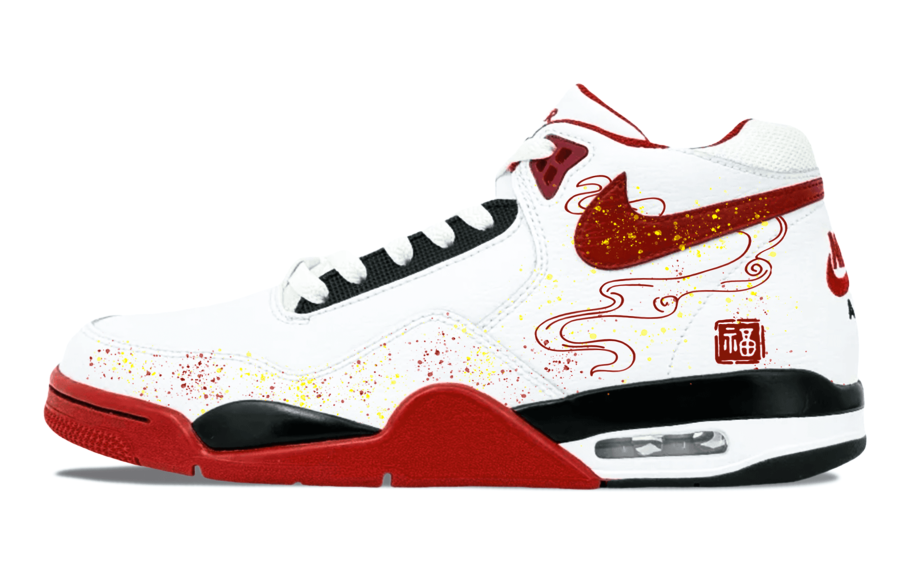 Nike Nike Flight Legacy Slip Resistant Slip Resistant Mid top Vintage Basketball Shoes Unisex White Red