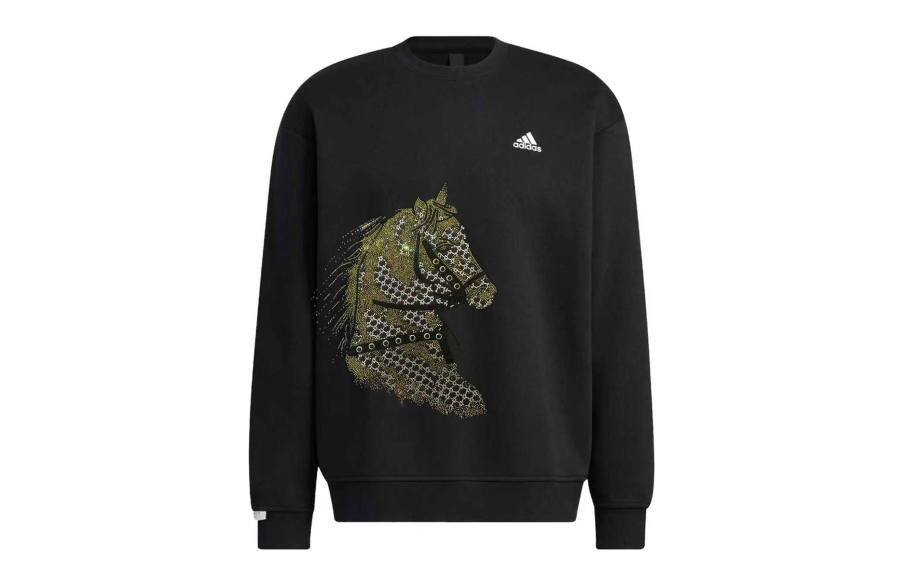 Adidas Adidas LABEL Sweatshirts Unisex Black Crew Neck Moderate