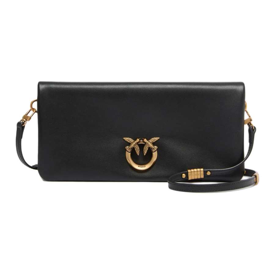 PINKO Love BagClick Calfskin Shoulder Bag Medium Women's Black