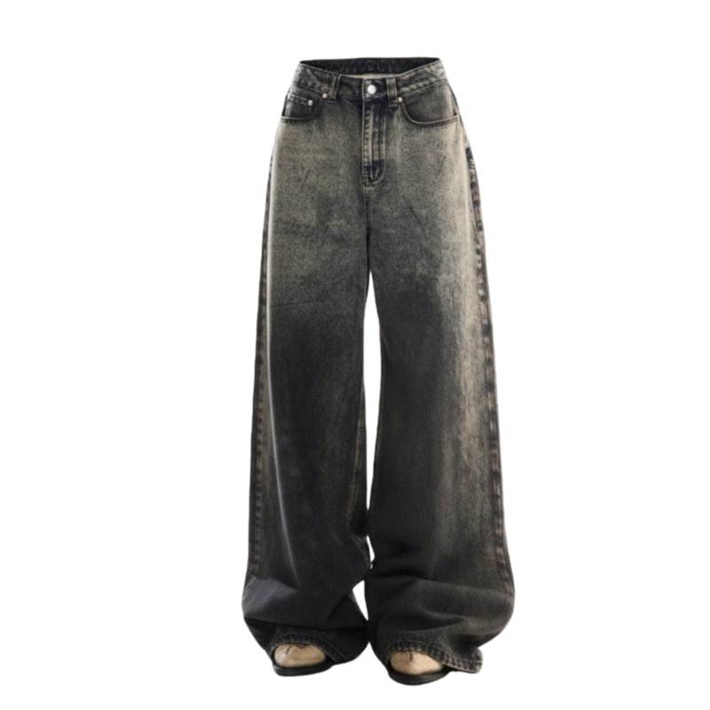 Sugarfunk Jeans Women's Dirty Dyed Gray Moderate Wide Leg Pants