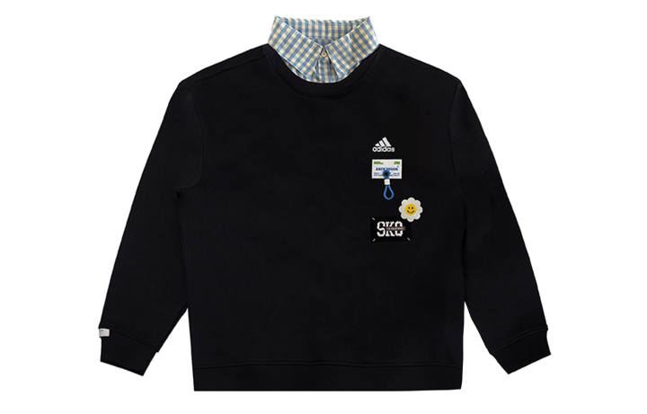 Adidas Adidas LABEL Sweatshirts Unisex Black Lapel Moderate