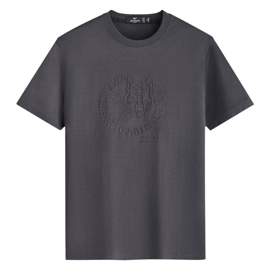 SEPTWOLVES T Shirts Men's Black Gray Color Crew Neck