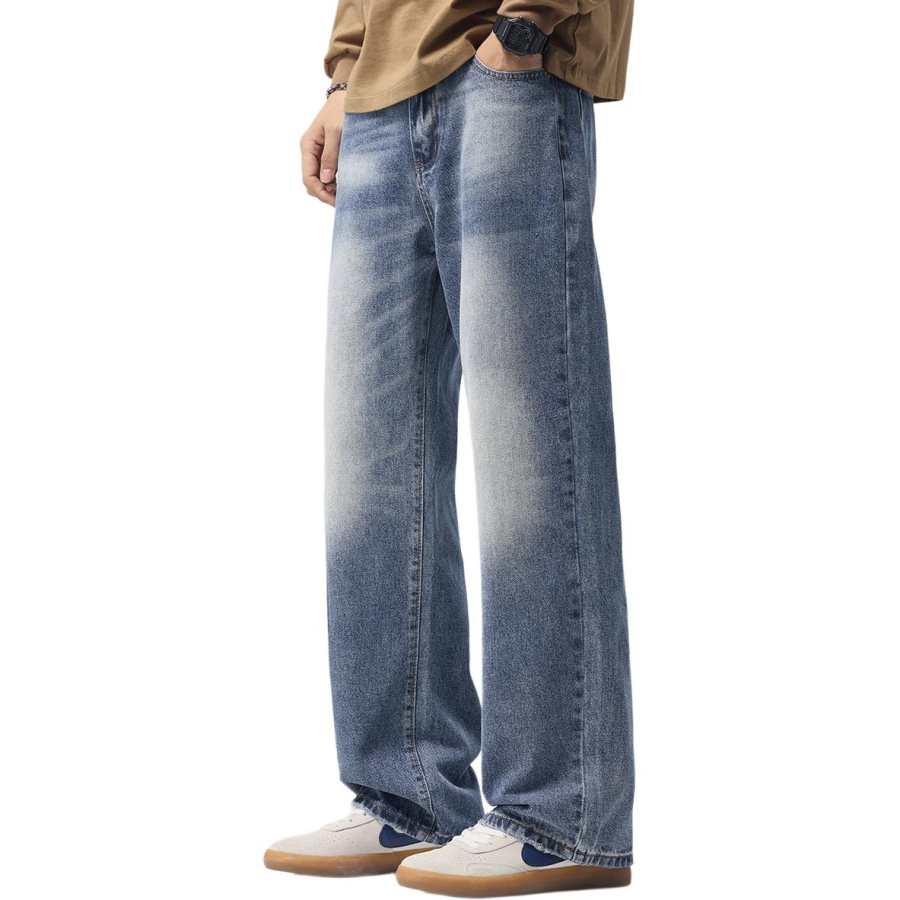 Tonlion Jeans Unisex Blue Moderate Straight Fit Pants