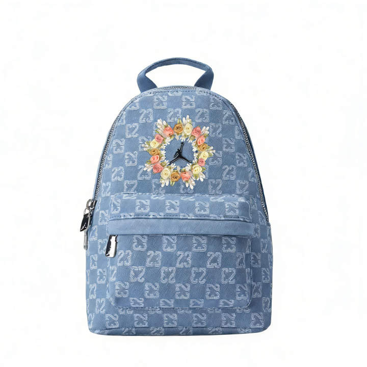 Jordan Jordan Cotton Denim Flower Language Backpack Small Unisex Light Denim Blue