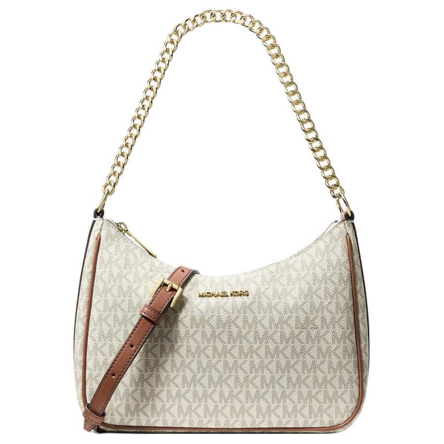MICHAEL KORS Jet Set Travel Coated Canvas, Artificial Leather Crossbody Bag, Shoulder Bag Large Women's Vanilla White