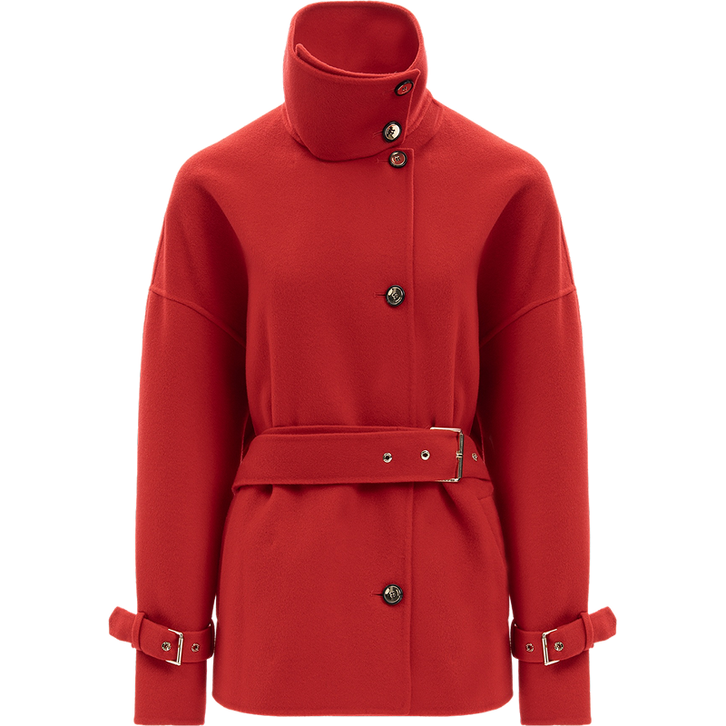 PINKO Coats Women's Red Stand Collar Moderate Other