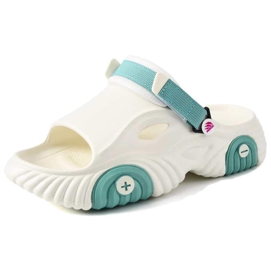 YEARCON YEARCON Slide Slippers Unisex White Green Colorway