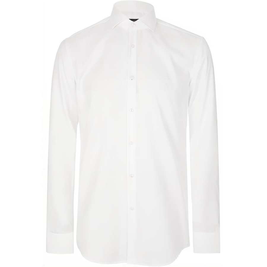 HUGO BOSS Shirts Men's White Lapel Moderate Other