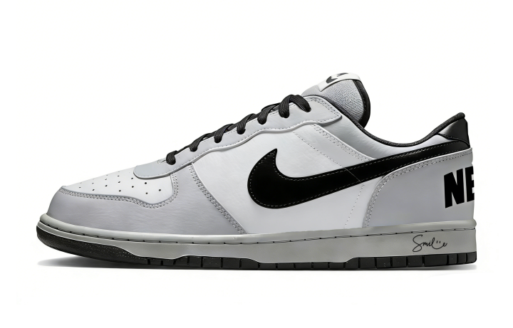 Nike Nike Big Smoke Gray Genuine Leather Abrasion Resistant Low top Skateboard Shoes Men's Gray White