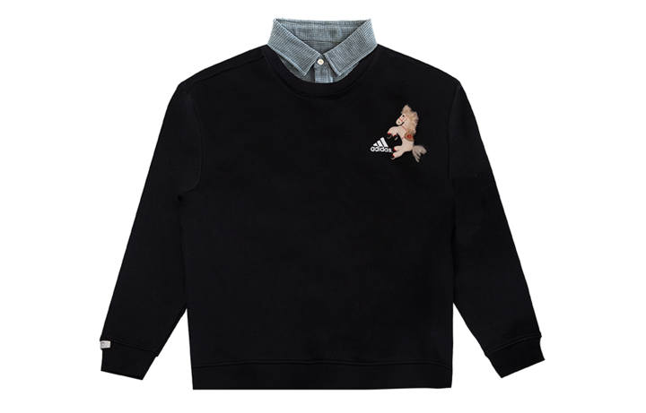 Adidas Adidas LABEL Sweatshirts Unisex Black Lapel Moderate