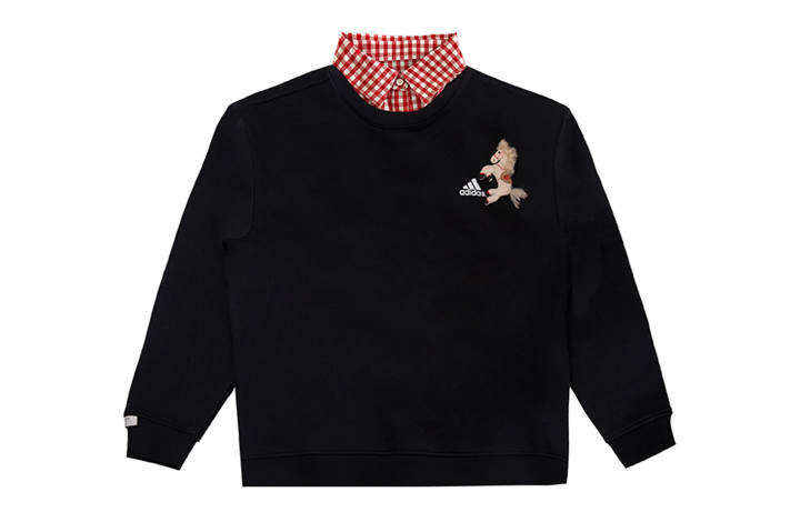 Adidas Adidas LABEL Sweatshirts Unisex Black Lapel Moderate