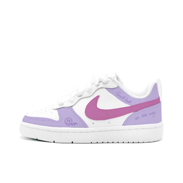 Nike Nike Court Borough 2 Smiling Purple Wind, Kung Fu Rabbit Leather Cushioning Abrasion Resistant Slip Resistant