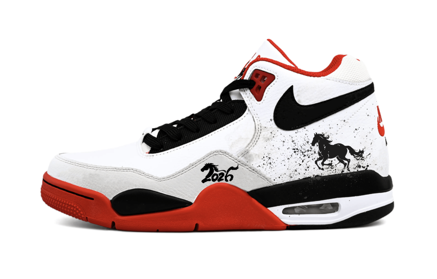 Nike Nike Flight Legacy Slip Resistant Slip Resistant Mid top Vintage Basketball Shoes Unisex White Red