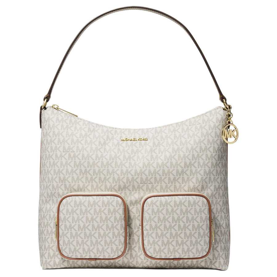 MICHAEL KORS Coated Canvas Shoulder Bag Large Women's Vanilla