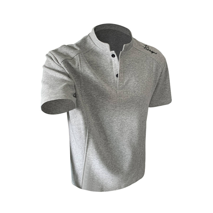 PAL ONGACO T Shirts Unisex Henry Collar Moderate Heavyweight
