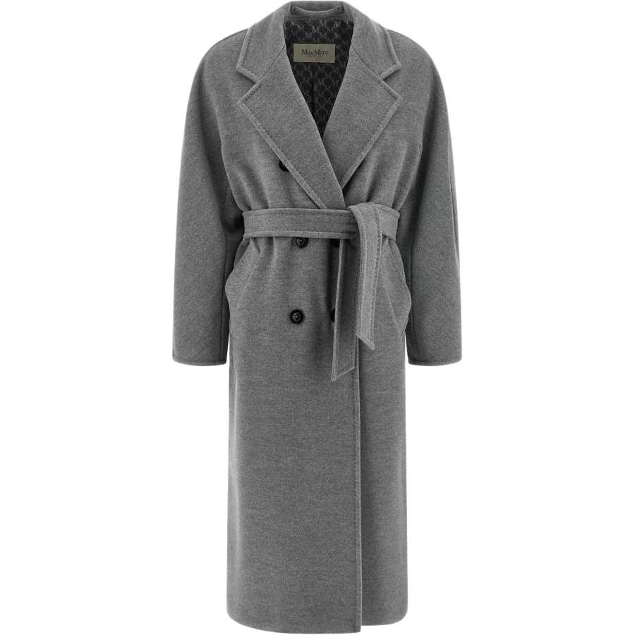 MaxMara Coats Women's Gray V Neck Moderate Straight Fit