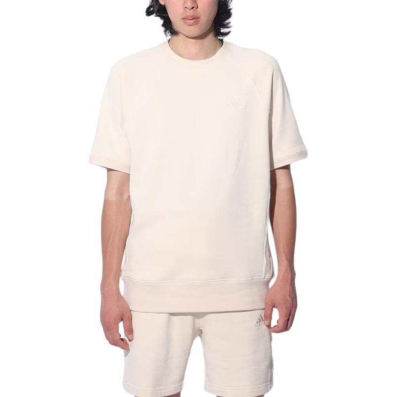 Adidas Adidas T Shirts Unisex Ivory Crew Neck Moderate Straight Fit