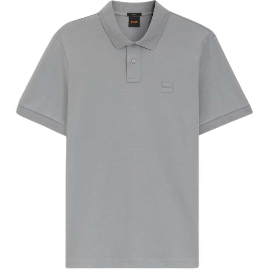 HUGO BOSS Polo Shirts Men's Gray Polo Collar Moderate Straight Fit