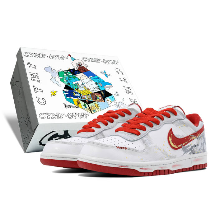 Nike Nike Big Abrasion Resistant Abrasion Resistant Low top Skateboard Shoes Men's Red White Gray