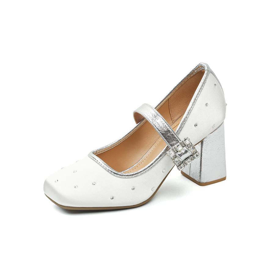 Lanza Elegant Elegance Sparkling Rhinestone Baby's Breath Design Premium Feel Fairy Style Mary Jane Lolita LO Shoes