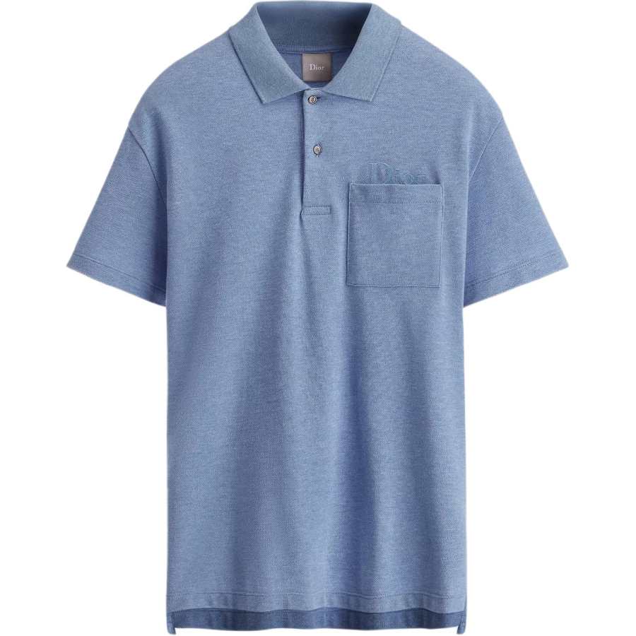 DIOR Polo Shirts Men's Blue Polo Collar Moderate Straight Fit
